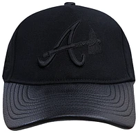 Pro Standard Mens Pro Standard Braves Blackout Pinch Front Strapback - Mens Black/Black Size One Size