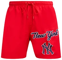 Pro Standard Mens Yankees Neutral Script TC Woven Shorts - Red/Red