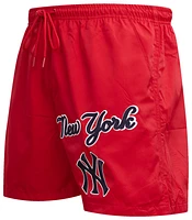 Pro Standard Mens Yankees Neutral Script TC Woven Shorts - Red/Red