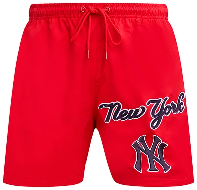 Pro Standard Mens Yankees Neutral Script TC Woven Shorts - Red/Red