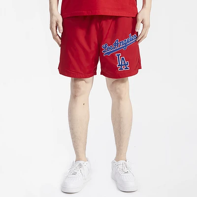 Pro Standard Mens Dodgers Neutral Script TCWoven Shorts - Red/Red