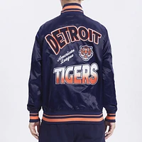 Pro Standard Mens Detroit Tigers Turn It Up M Rib Satin Jacket - Navy/Orange