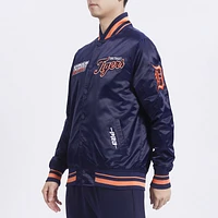 Pro Standard Mens Detroit Tigers Turn It Up M Rib Satin Jacket - Navy/Orange