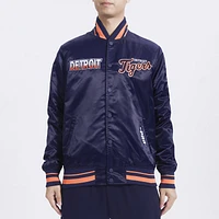 Pro Standard Mens Detroit Tigers Turn It Up M Rib Satin Jacket - Navy/Orange