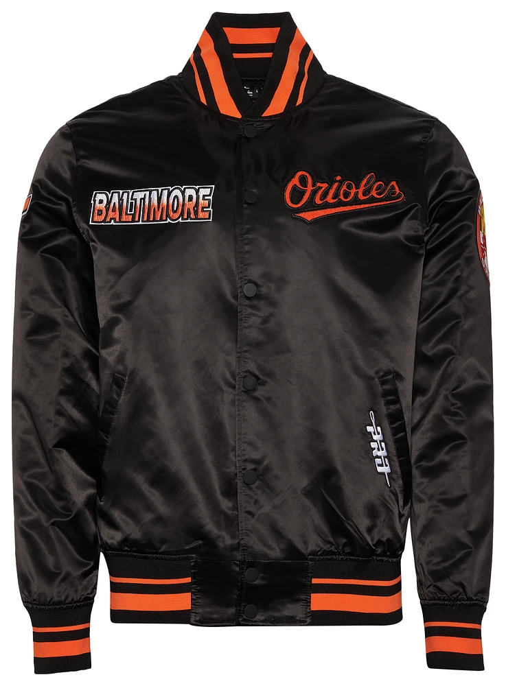 Pro Standard Mens Baltimore Orioles Turn It Up M Rib Satin Jacket - Black/Orange