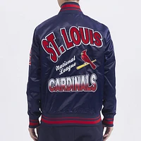 Pro Standard Mens STL Cardinals Turn It Up M Rib Satin Jacket - Navy/Red