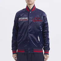 Pro Standard Mens STL Cardinals Turn It Up M Rib Satin Jacket - Navy/Red