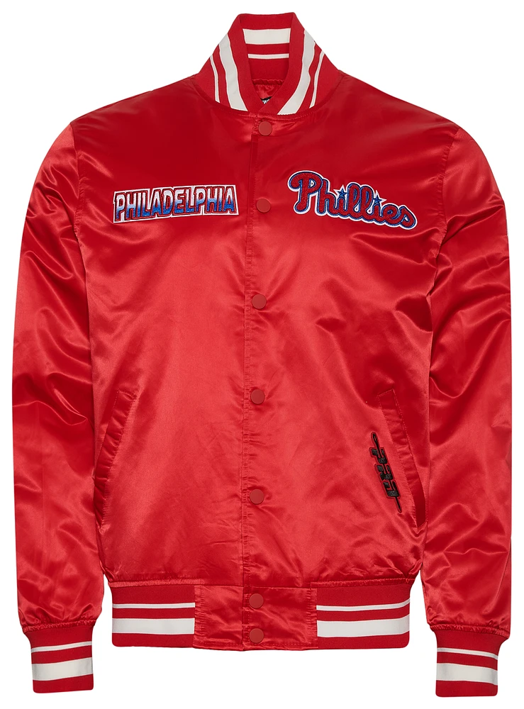 Pro Standard Mens Phil. Phillies Turn It Up M Rib Satin Jacket - Blue/Red