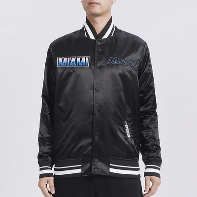 Pro Standard Miami Marlins Turn It Up M Rib Satin Jacket - Men's