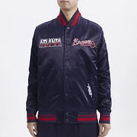 Pro Standard Atlanta Braves Turn It Up M Rib Satin Jacket - Men's