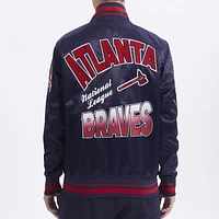 Pro Standard Mens Atlanta Braves Turn It Up M Rib Satin Jacket - Navy/Red