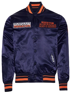 Pro Standard Mens Houston Astros Turn It Up M Rib Satin Jacket - Navy/Orange