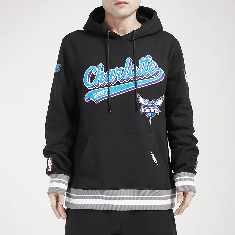 Pro Standard Mens Hornets Script Fleece P/O Hoodie - Black/Teal