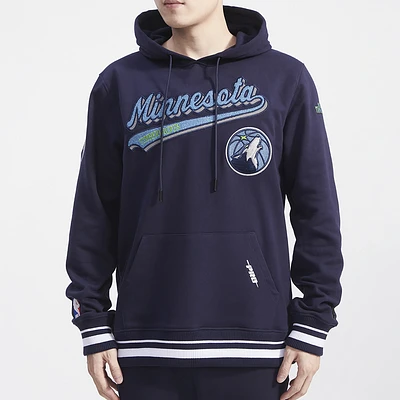 Pro Standard Mens Pro Standard Timberwolves Script Fleece P/O Hoodie - Mens Navy/Navy Size L