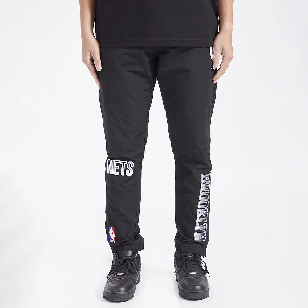 Pro Standard Mens Nets OS Letters Woven Pants - Black/Black