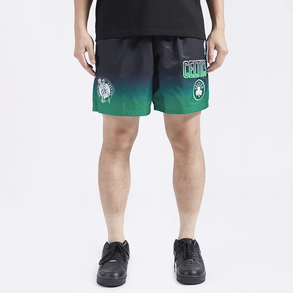 Pro Standard Mens Celtics OS Letters Ombre Woven Shorts - Black/Green