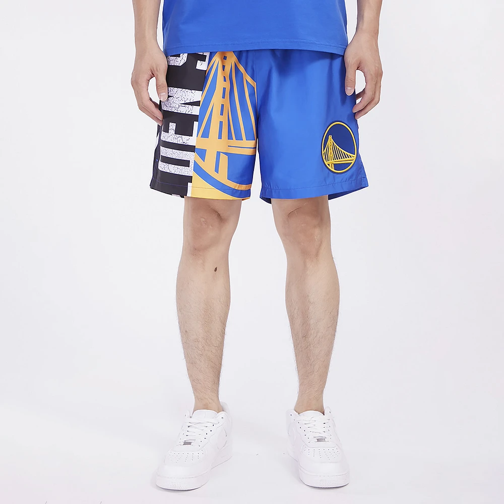 Pro Standard Warriors Split Mash Up Logo Woven Shorts - Men's