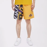 Pro Standard Lakers Split Mash Up Logo Woven Shorts - Men's