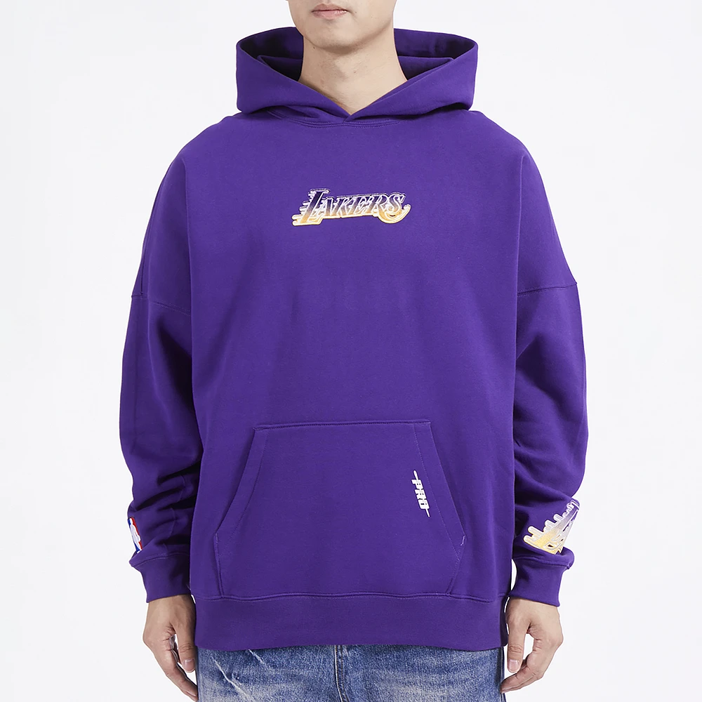 Pro Standard Mens Lakers OS Letters Fleece P/O Hoodie - Purple/Purple