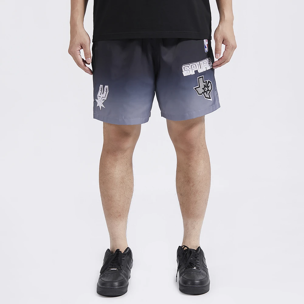 Pro Standard Mens Pro Standard Spurs OS Letters Ombre Woven Shorts - Mens Black/Gray Size XL