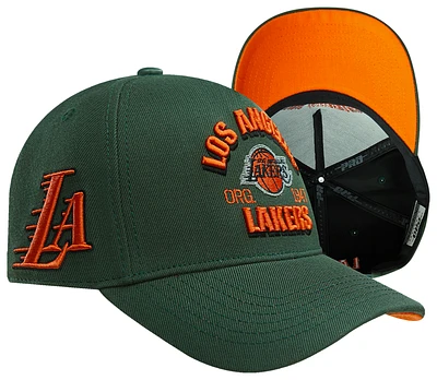 Pro Standard Mens Pro Standard Lakers Pinch Front Snapback - Mens Orange/Olive Size One Size