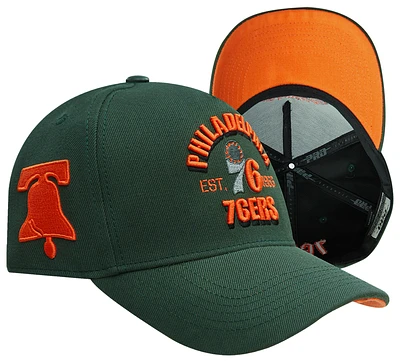 Pro Standard Mens Pro Standard 76ers Pinch Front Snapback - Mens Orange/Olive Size One Size