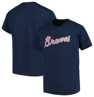 Fanatics Boys Braves Distressed Logo T-Shirt - Boys' Grade School Navy