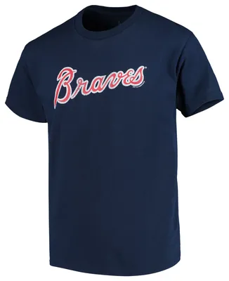 Fanatics Boys Braves Distressed Logo T-Shirt - Boys' Grade School Navy