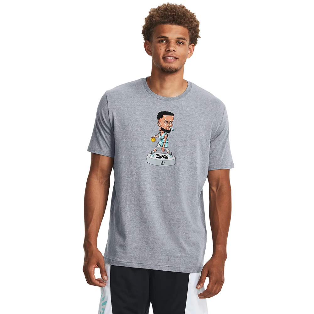 Under Armour Mens Under Armour Curry Bobble Head T-Shirt - Mens Grey/Black Size M