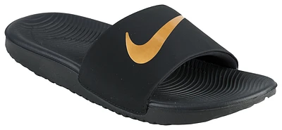 Nike Boys Nike Kawa Slides - Boys' Grade School Shoes Black/Metallic Gold Size 05.0