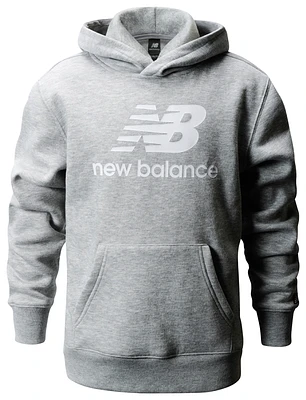 New Balance Boys Fleece Pullover Hoodie - Boys' Grade School White/Athletic Grey