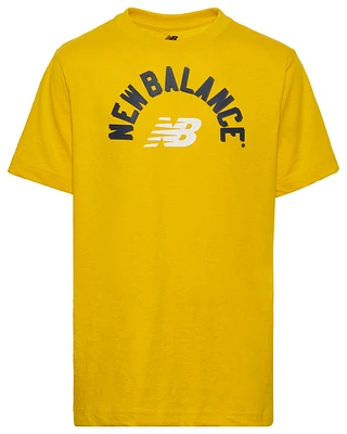 New Balance Boys Varsity T-Shirt - Boys' Grade School Navy/Lemon