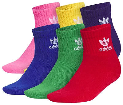 adidas Originals Boys adidas Originals Trefoil Quarter Socks-6PK - Boys' Grade School Multi/Multi Size L