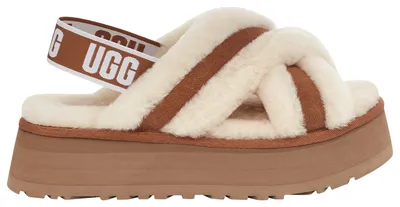 UGG Womens UGG Disco Cross Slides - Womens Shoes Brown/White Size 11.0