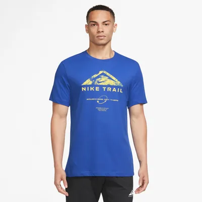 Nike Mens Dri-Fit Trail Run T-Shirt - Blue/Yellow