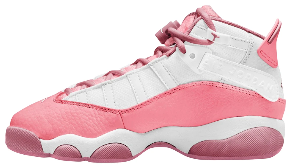 Jordan Girls 6 Rings - Girls' Grade School Basketball Shoes Coral Chalk/Desert Berry/White