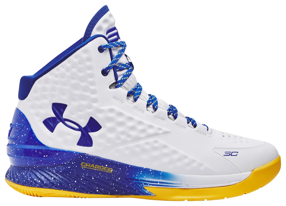 Under Armour Mens Curry 1 DUB Nation - Basketball Shoes White/Blue/Yellow