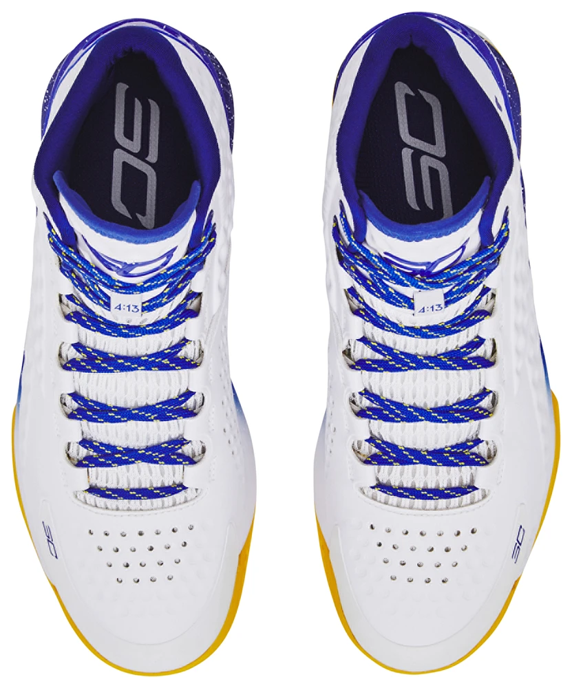 Under Armour Mens Curry 1 DUB Nation - Basketball Shoes White/Blue/Yellow