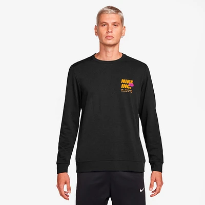 Nike Mens Dri-FIT Fleece Long Sleeved Graphic Crew - Black/Multi