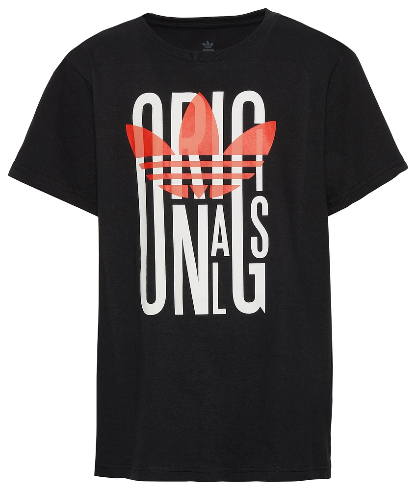 adidas Originals Boys Stacked Graphic T-Shirt - Boys' Grade School Black/White