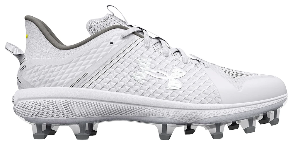 Under Armour Mens Under Armour Yard Low MT TPU- - Mens Baseball Shoes White/White/Metallic Silver Size 09.5