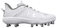 Under Armour Mens Under Armour Yard Low MT TPU- - Mens Baseball Shoes White/White/Metallic Silver Size 09.5