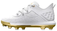 Under Armour Boys Under Armour Harper 8 TPU JR - Boys' Grade School Baseball Shoes White/White/Metallic Gold Size 05.5