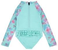 Hurley Ruffle Long Sleeve 1 Piece Swim Suit  - Girls' Toddler