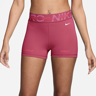 Nike Womens Pro Dri-FIT 3" Shorts - Pink/White