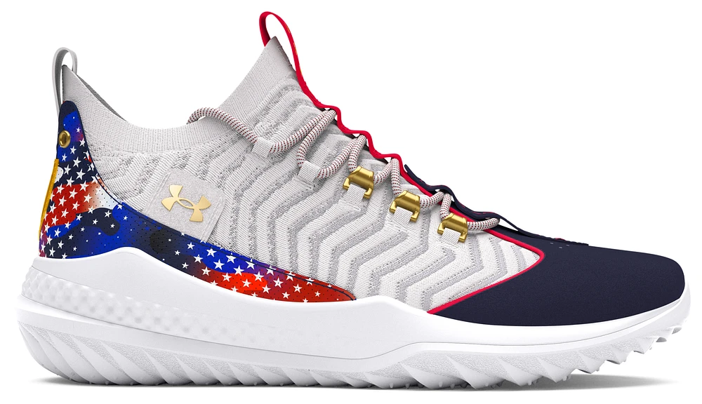 Under Armour Mens Harper 9 Turf USA - Baseball Shoes White/Midnight Navy/Metallic Gold