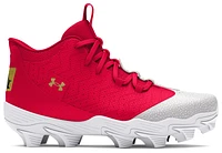 Under Armour Boys Harper 9 RM JR - Boys' Grade School Baseball Shoes White/Metallic Gold/Red