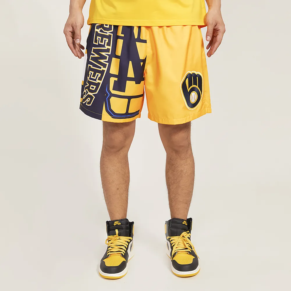 Pro Standard Mens Brewers Mash Woven Shorts - Yellow