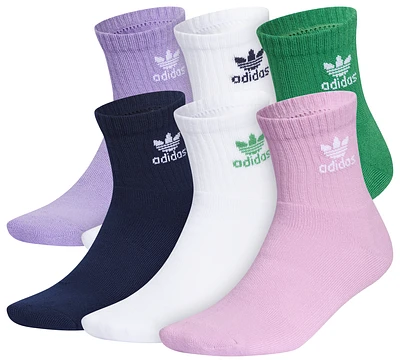 adidas Originals adidas Originals Trefoil Pastel 6PK Quarter Socks - Adult Purple/Violet/Green Size L