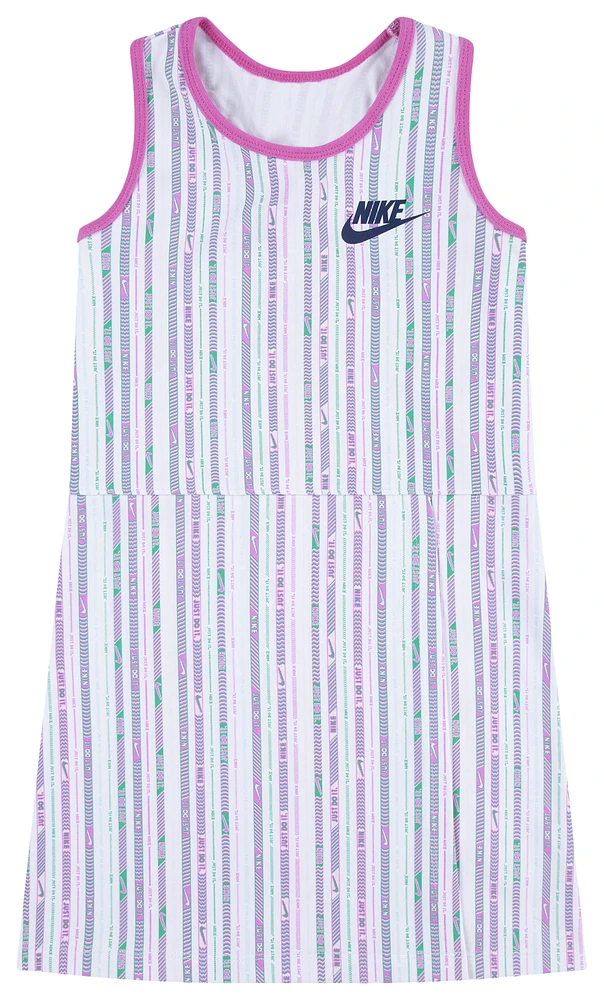 Nike Girls Nike Happy Camper AOP Dress - Girls' Toddler White/Pink Size 2T